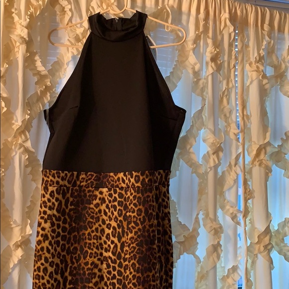 elevenfive Dresses & Skirts - Plus size halter dress black and leopard print